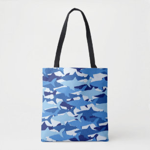 Blue Shark Pattern Tote Bag
