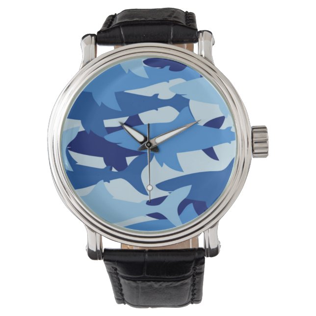 Blue Shark Pattern Watch (Front)