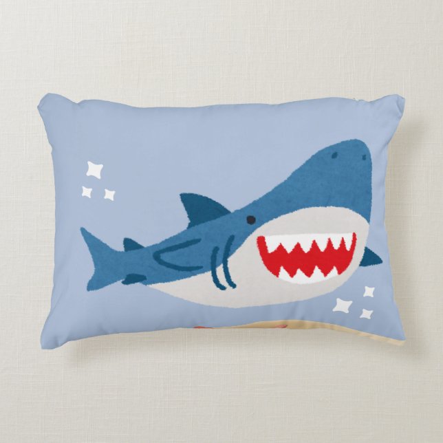 Blue shark tote bag decorative cushion (Front)