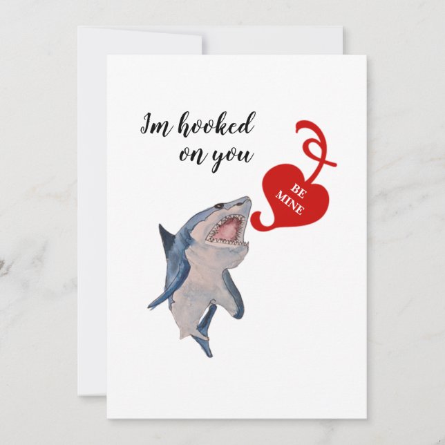 Blue Shark Valentines Holiday Card (Front)