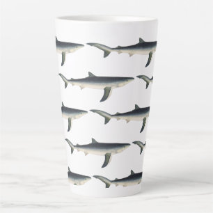 Blue Shark, Vintage Aquatic Ocean Marine Life Latte Mug