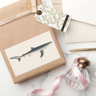 Blue Shark, Vintage Aquatic Ocean Marine Life Rectangular Sticker