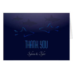 Blue Shark Wedding Thank You Card