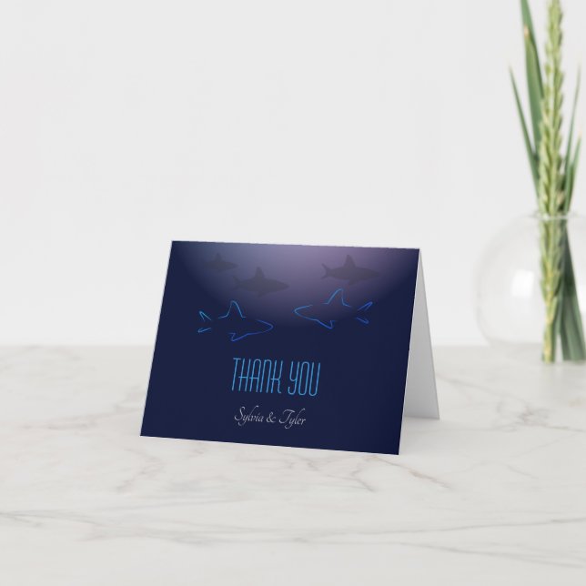 Blue Shark Wedding Thank You Card (Front)