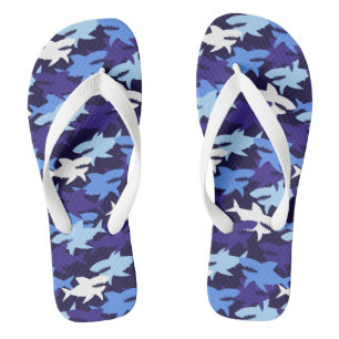 Blue Sharks Camouflage Pattern Flip Flops