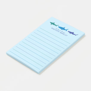 Blue Sharks Cute Kid's Post-it Notes