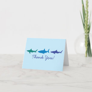 Blue Sharks Cute Kid's Thank You Stationary Cards