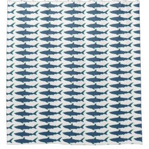 blue sharks pattern shower curtain