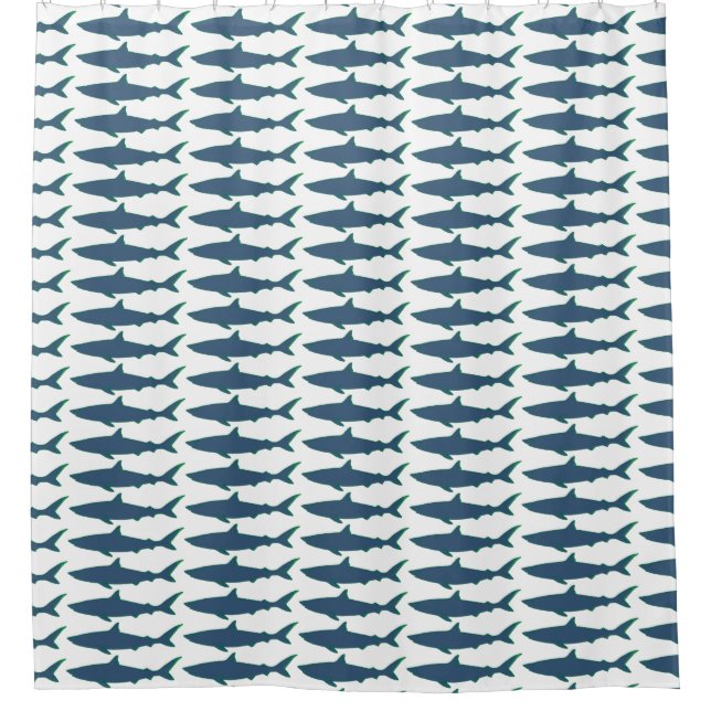 blue sharks pattern shower curtain (Front)