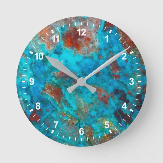 Blue Shattuckite Round Clock (Front)
