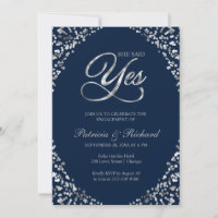 Blue She Said Yes Engagement Party Invitation