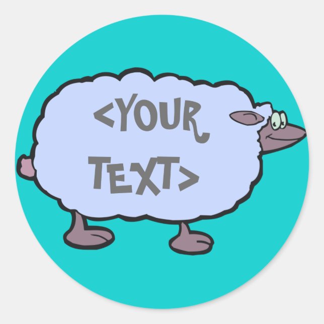 Blue Sheep, <YOUR TEXT> Classic Round Sticker (Front)