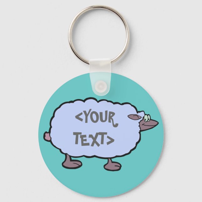 Blue Sheep, <YOUR TEXT> Key Ring (Front)