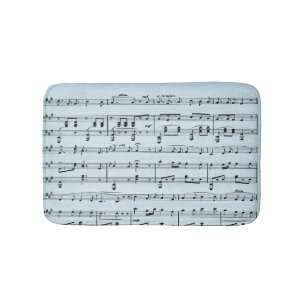Blue Sheet Music Bath Mat