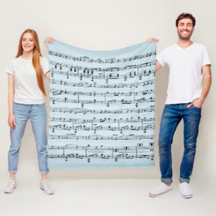 Blue Sheet Music Fleece Blanket