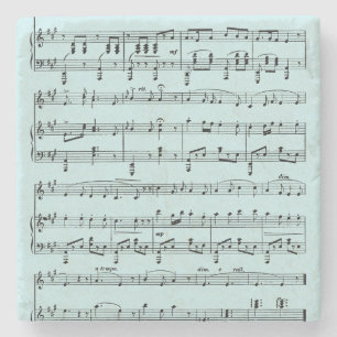 Blue Sheet Music Stone Coaster