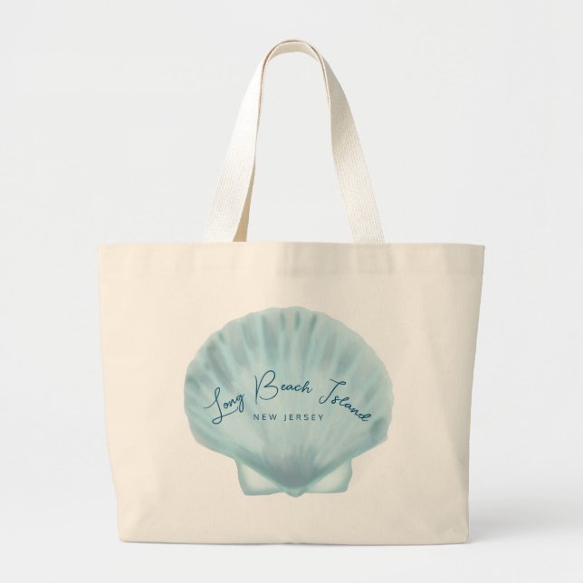 Blue shell beach  large tote bag (Front)