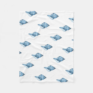 Blue shell nautical coastal ocean home decor fleece blanket