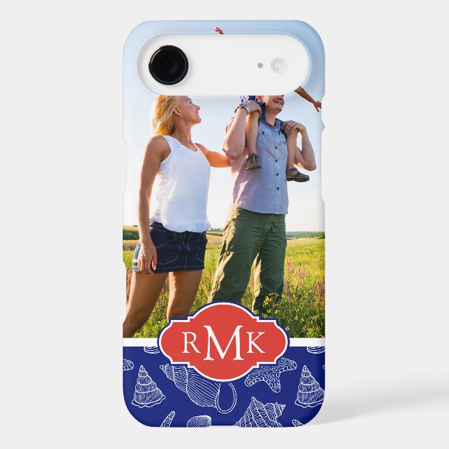 Blue Shell Pattern | Your Photo & Monogram Case-Mate iPhone Case (Back)
