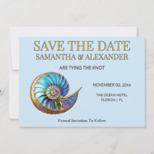 Blue Shell Save the Date Wedding Card