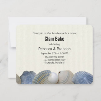 Blue Shells Clam Bake Rehearsal Dinner Invitation