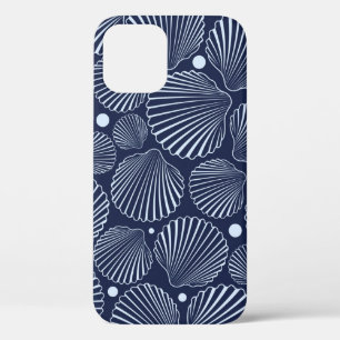 Blue shells, summer sea pattern. iPhone 12 case