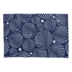Blue shells, summer sea pattern. pillowcase