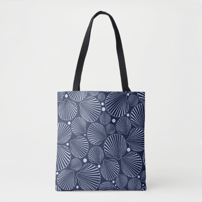 Blue shells, summer sea pattern. tote bag (Front)