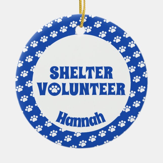 Blue Shelter Volunteer Ceramic Tree Decoration (Front)