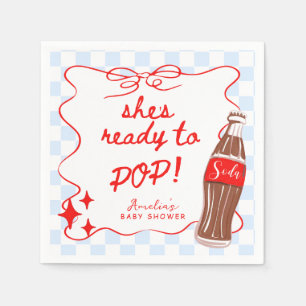 Blue She's Ready to Pop Soda Baby Shower Napkin