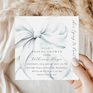 Blue She's Tying the Knot Bow Bridal Shower Invitation