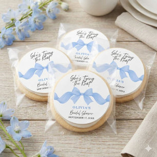 Blue She's Tying the Knot Bridal Shower Favour Classic Round Sticker