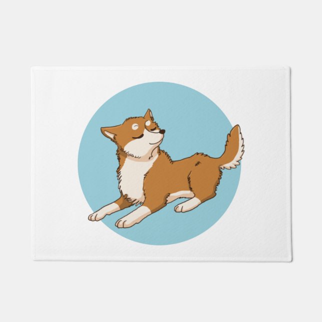 Blue shiba design. doormat (Front)