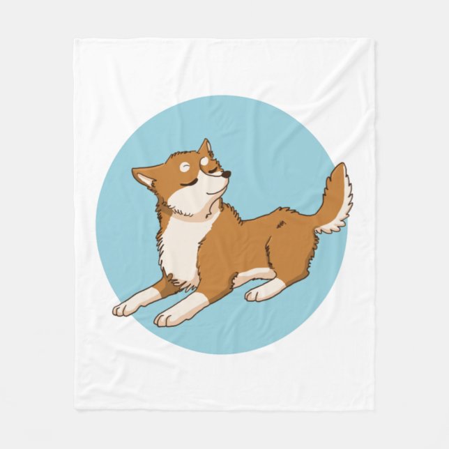 Blue shiba design. fleece blanket (Front)