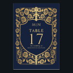 Blue Shield Mediaeval Fantasy Monogram Wedding  Table Number<br><div class="desc">Celebrate with this Royal Sword & Shield Mediaeval Fantasy Monogram design. This design is perfect for couples seeking a regal yet modern mediaeval fantasy aesthetic. PLEASE NOTE: The gold featured in this design NOT real foil. Items are printed exactly as they appear on your screen when you add to the...</div>