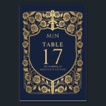 Blue Shield Mediaeval Fantasy Monogram Wedding  Table Number<br><div class="desc">Celebrate with this Royal Sword & Shield Mediaeval Fantasy Monogram design. This design is perfect for couples seeking a regal yet modern mediaeval fantasy aesthetic. PLEASE NOTE: The gold featured in this design NOT real foil. Items are printed exactly as they appear on your screen when you add to the...</div>