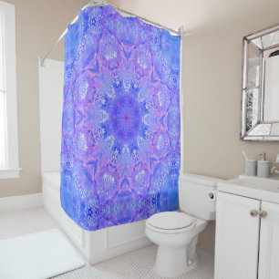 Blue Shimmer Damask Shower Curtain