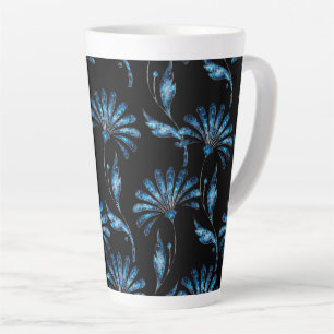 Blue Shimmer Floral  Latte Mug