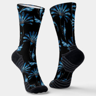 Blue Shimmer Floral Socks