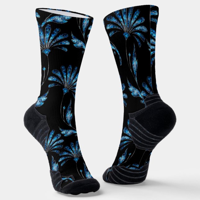 Blue Shimmer Floral Socks (Angled)