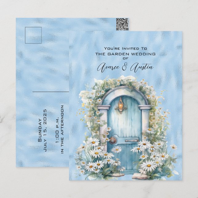 Blue Shimmer Garden Door Daisy  Postcard (Front/Back)