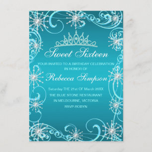 Blue Shimmer Snowflake Birthday Invite