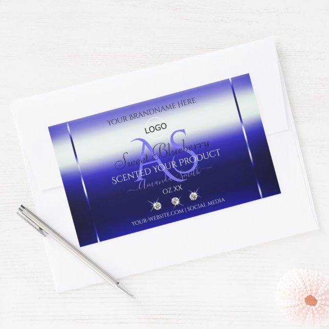 Blue Shimmery Product Labels Initials Jewels Logo (Envelope)