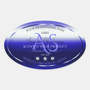 Blue Shimmery Product Labels Initials Jewels Logo