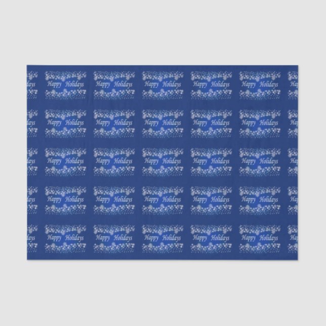 Blue Shining Stars Happy Holiday Tissue Paper (Front)