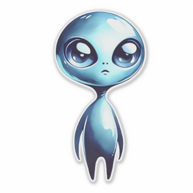 Blue Shiny Alien Sticker (Front)