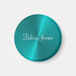 Blue shiny faux metal monogram magnet