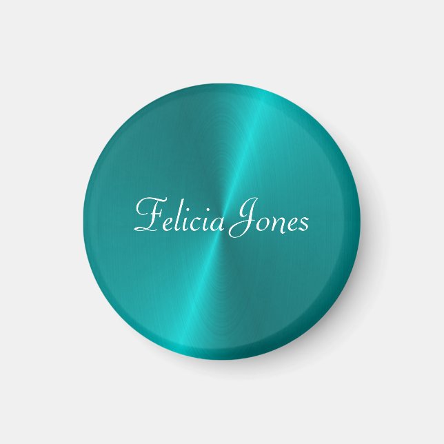 Blue shiny faux metal monogram magnet (Front)