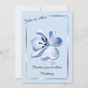 Blue Shiny Holographic Wedding Invitations