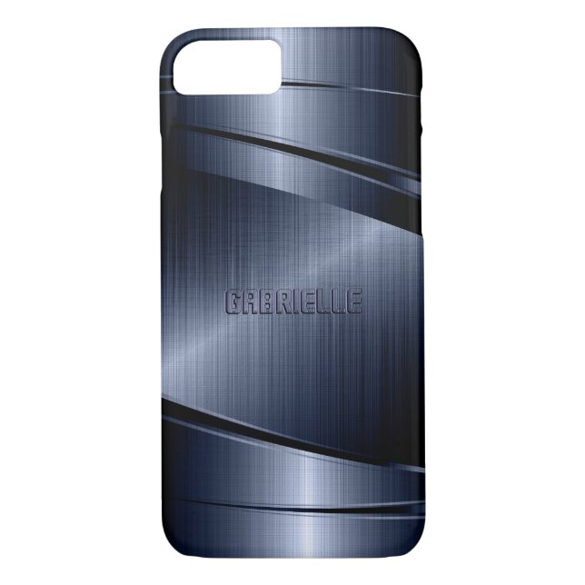 Blue Shiny Metallic Brushed Aluminium Look Case-Mate iPhone Case (Back)